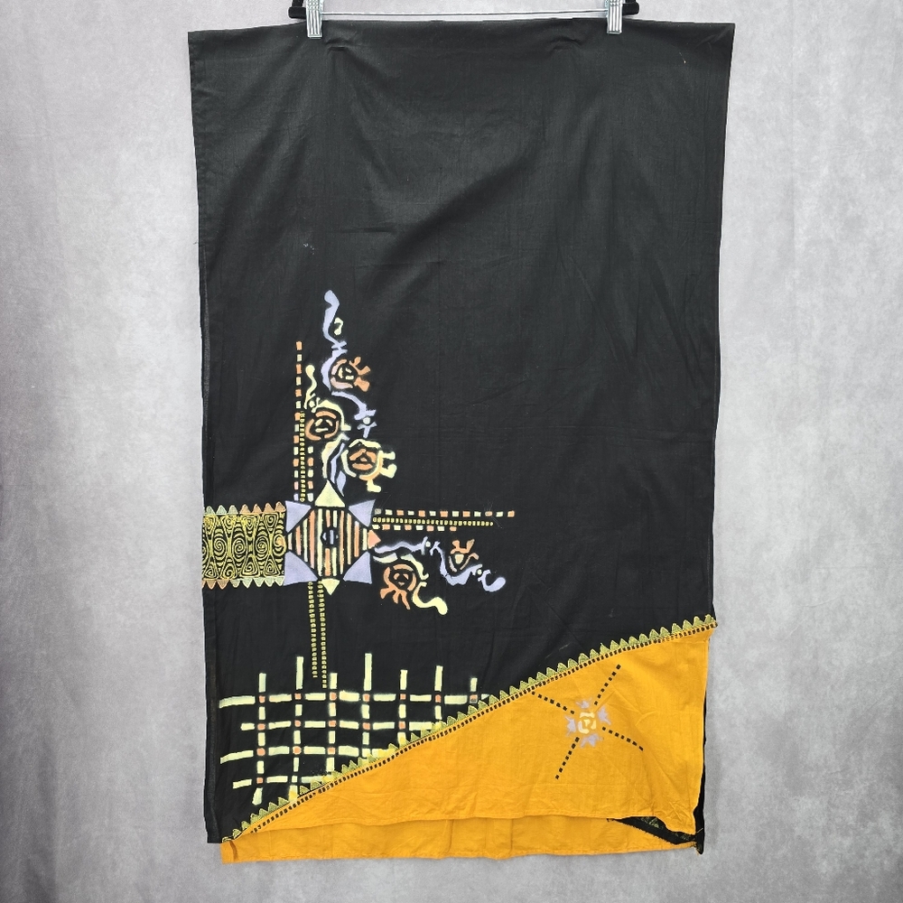 Black Painted Tribal Long Indian Dupatta Shawl Scarves Wrap Scarf 80x24
